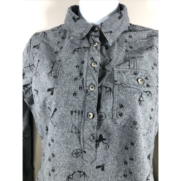 Legendary White Tails Women's Long Sleeve Flannel Tunic Top Gray XS - Picture 7 of 16